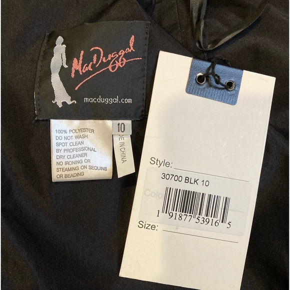 NWT Mac Duggal 30700 Black Shimmering Pleated A-Line Gown  - Sz 10 - Picture 7 of 10